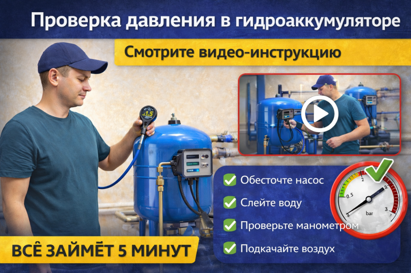 Как проверить давление в гидроаккумуляторе в частном доме