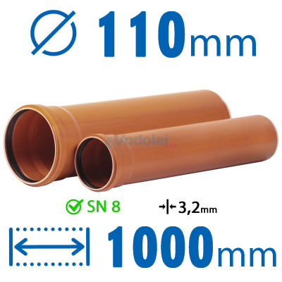 труба для канализации sn 8 110x3.2x1000 в Минске
